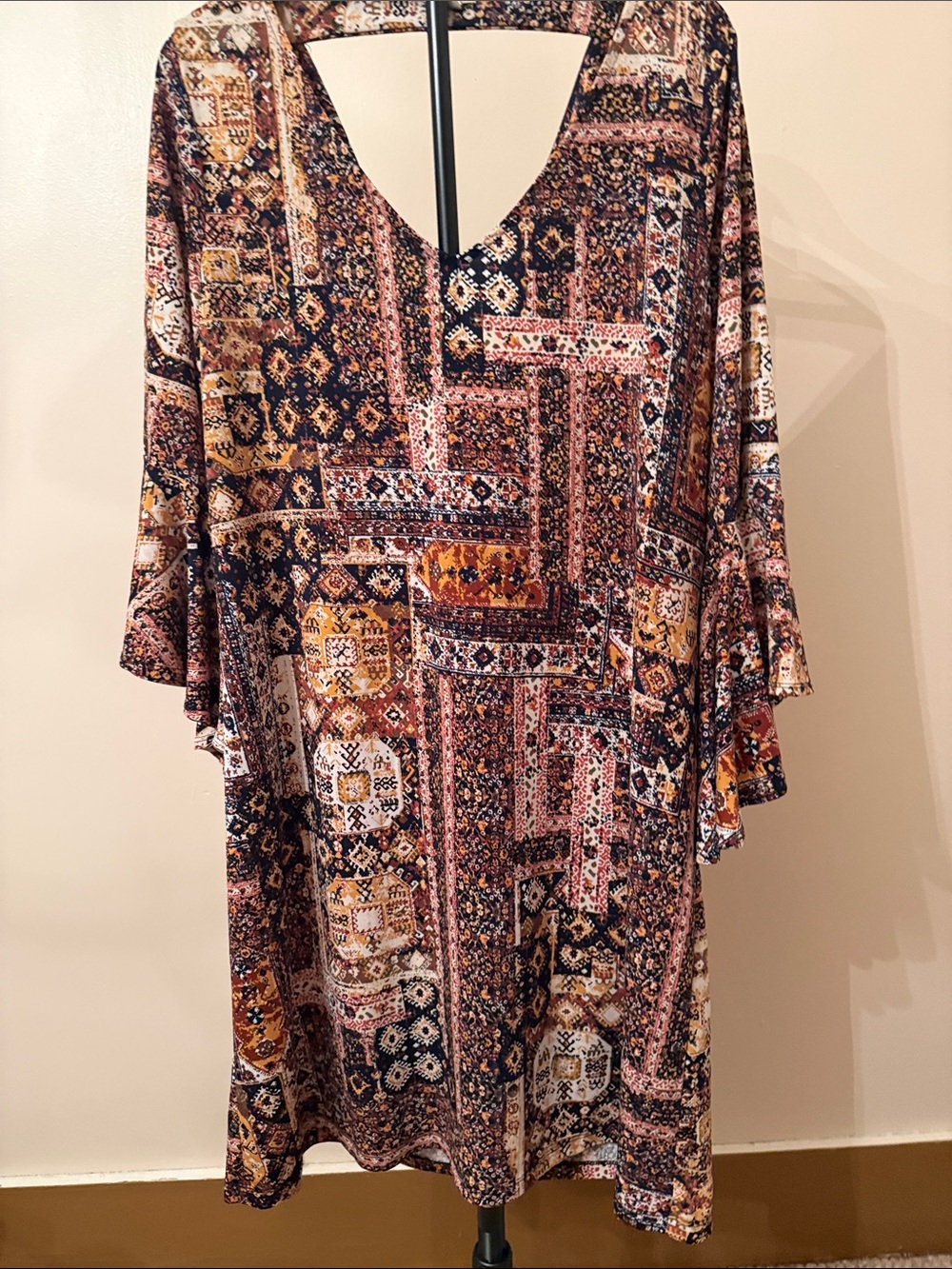 Haani Multi-Color Boho Patchwork Midi Dress